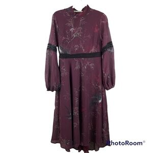 ASOS Hope & Ivy Long Sleeve Midi Maternity Dress with Crochet Trim